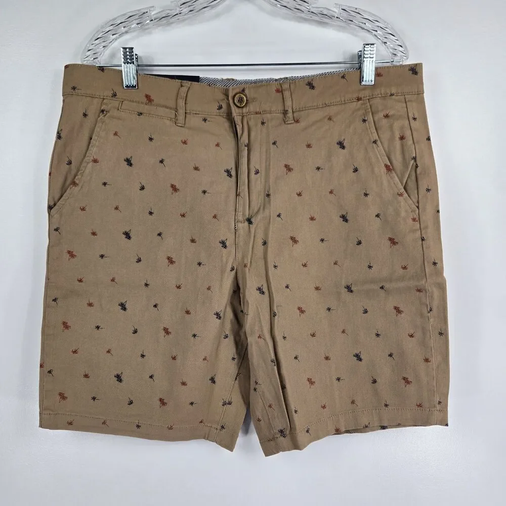 Jach's New York Men's Size 32 Bleecker‎ Shorts Dark Khaki Palm Trees NWT